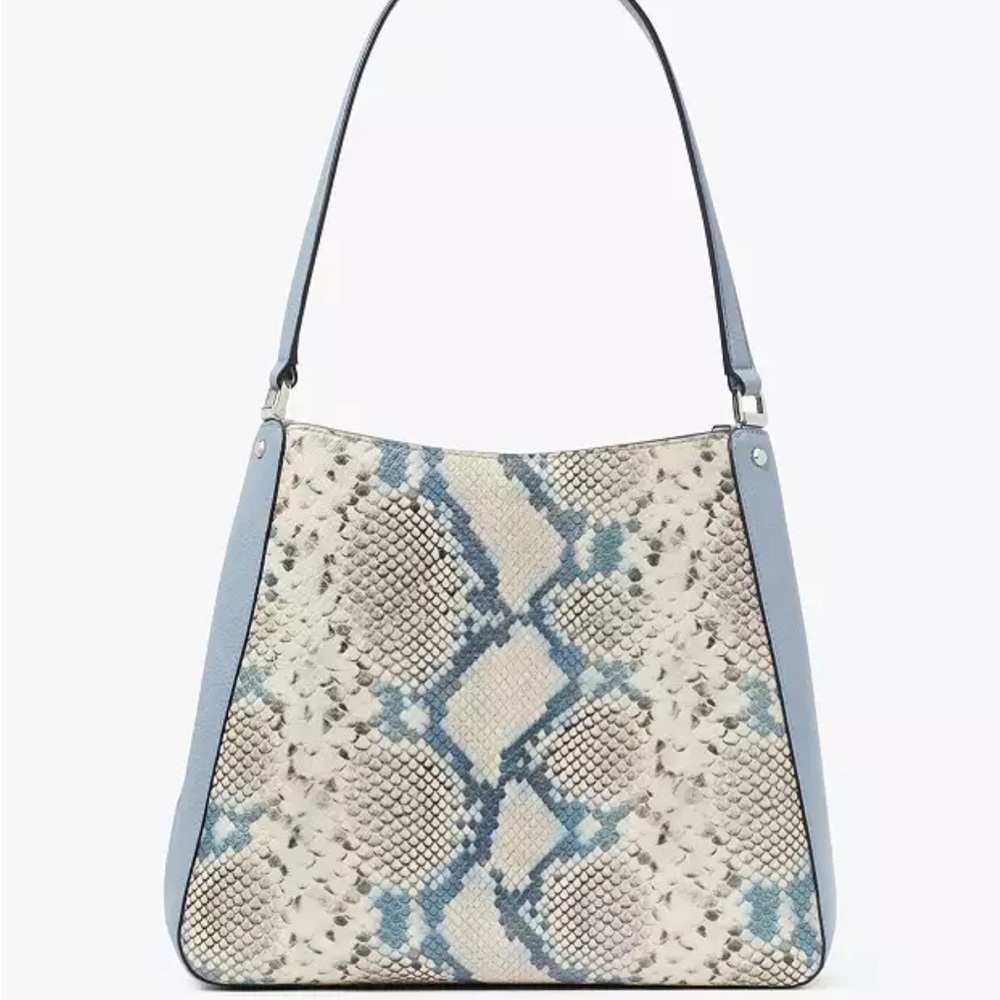 Leila Snake Embossed Medium Triple
Compartment Shoulder Bag Muted Blue
Multi - Picture 5 of 15